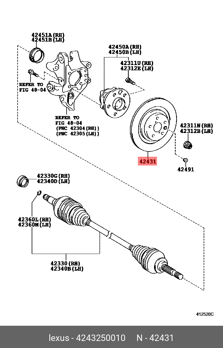 Диск тормозной | зад | - Toyota 42432-50010