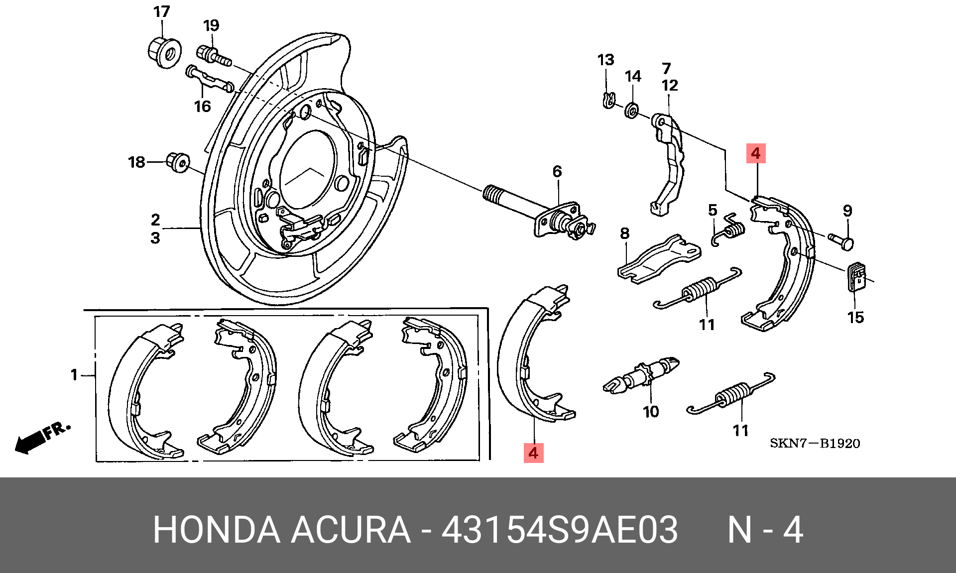 Колодка - Honda 43154-S9A-E03