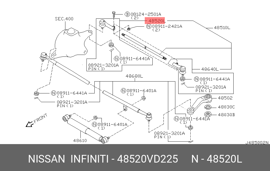 Наконечник рулевой тяги | прав | - Nissan 48520-VD225