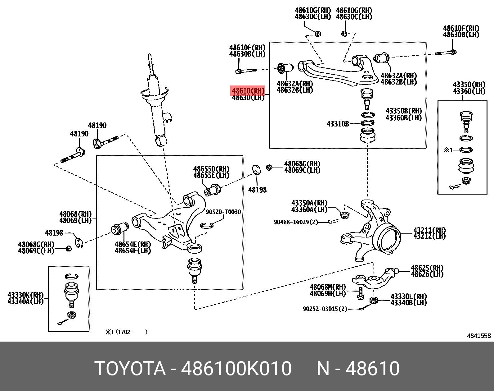 Рычаг подвески | перед прав | - Toyota 48610-0K010