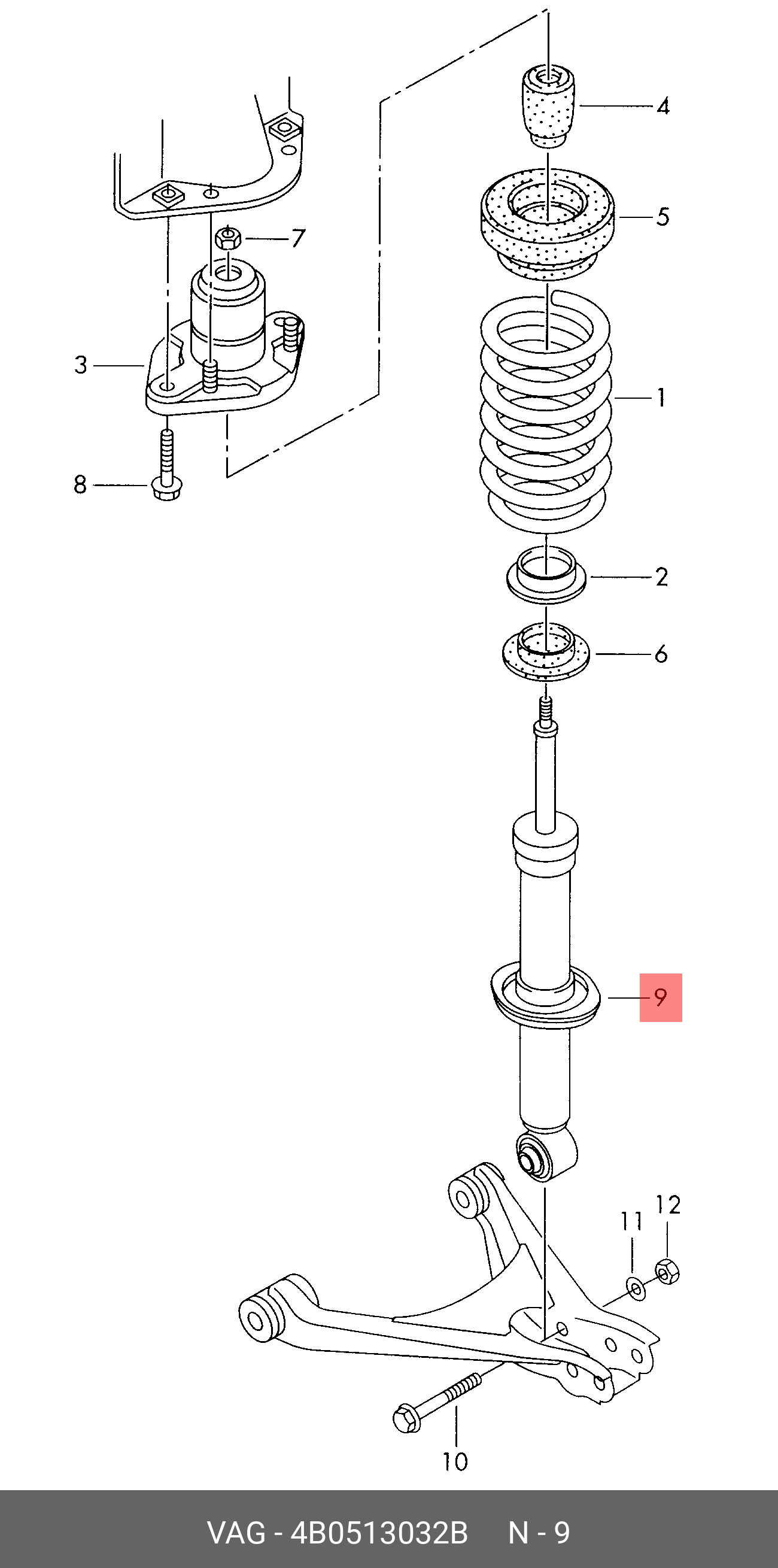 Амортизатор подвески - VAG 4B0513032B