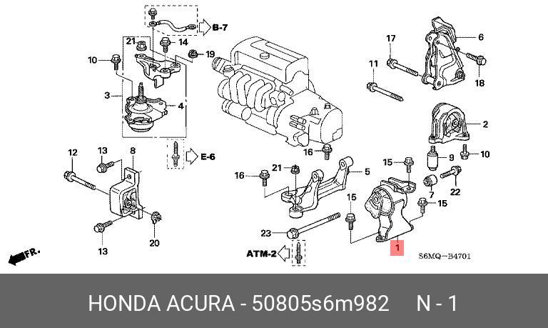 Подушка двигателя | лев | - Honda 50805-S6M-982