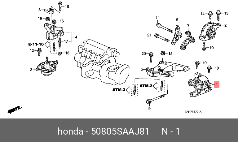 Подушка коробки передач | перед лев | - Honda 50805-SAA-J81