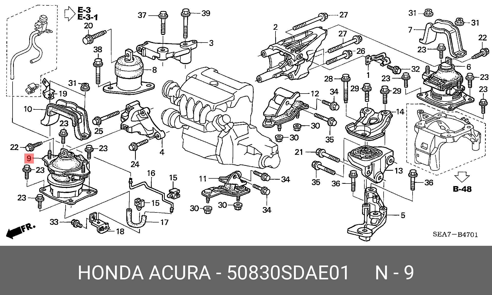 Подушка двиагтеля передняя | перед прав | - Honda 50830-SDA-E01