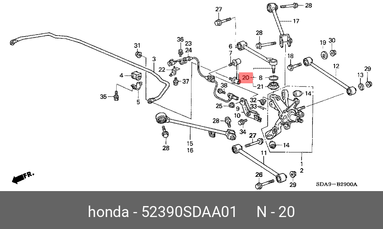Рычаг подвески | зад | - Honda 52390-SDA-A01