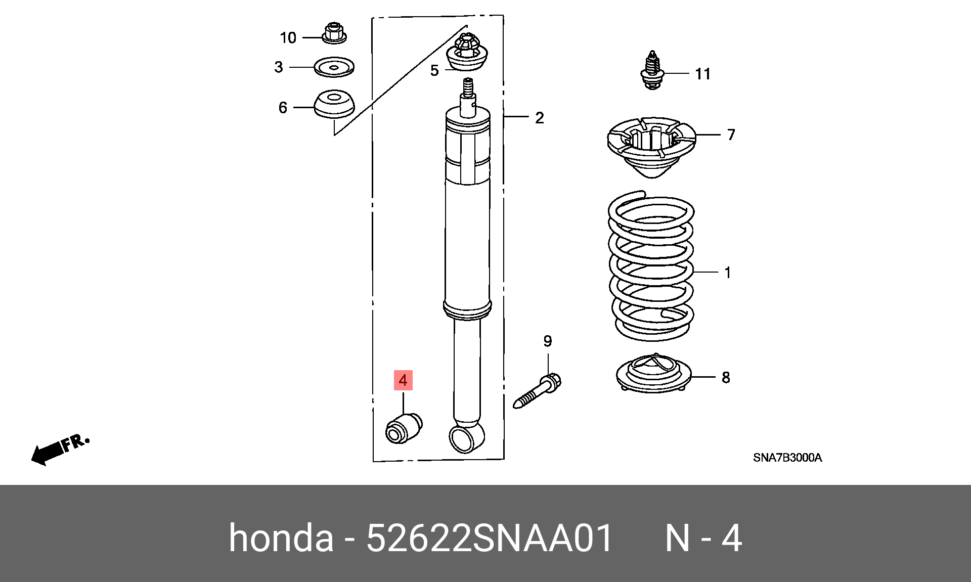 Сайлентблок рычага подвески | зад | - Honda 52622-SNA-A01