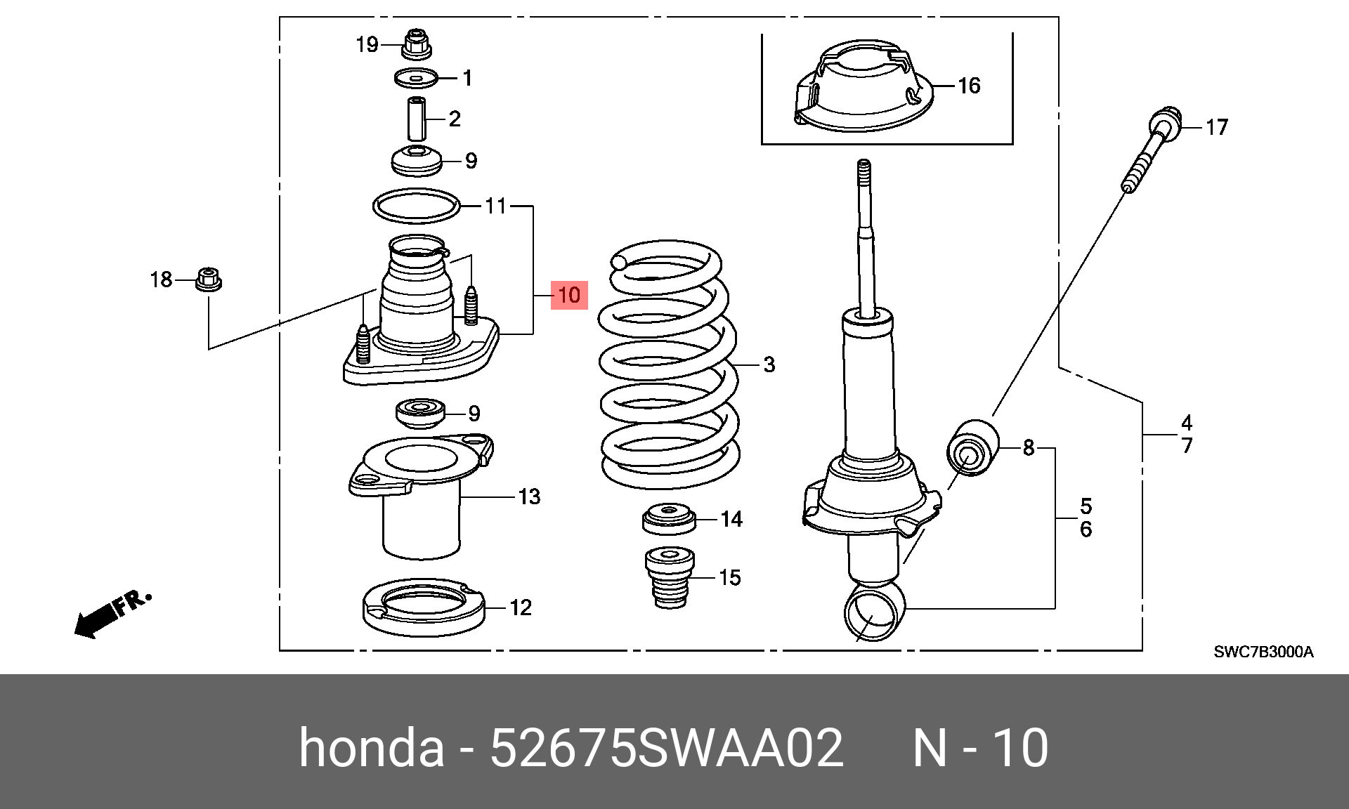 Опора амортизационной стойки - Honda 52675-SWA-A02