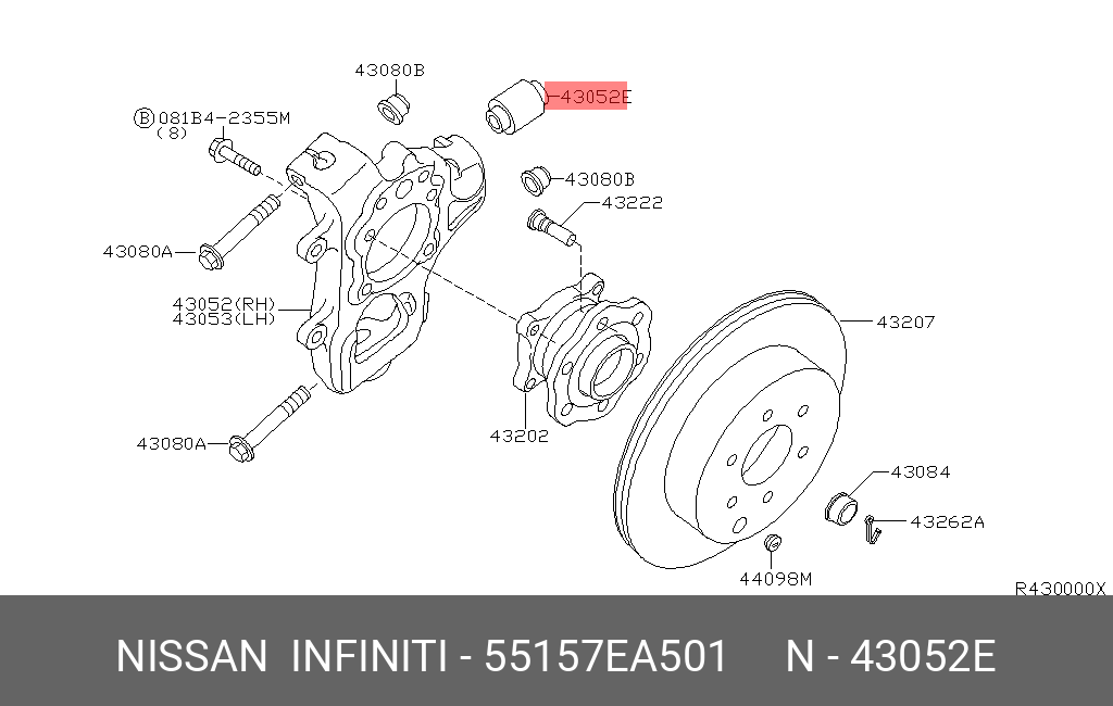 Сайлентблок рычага подвески | зад | - Nissan 55157-EA501