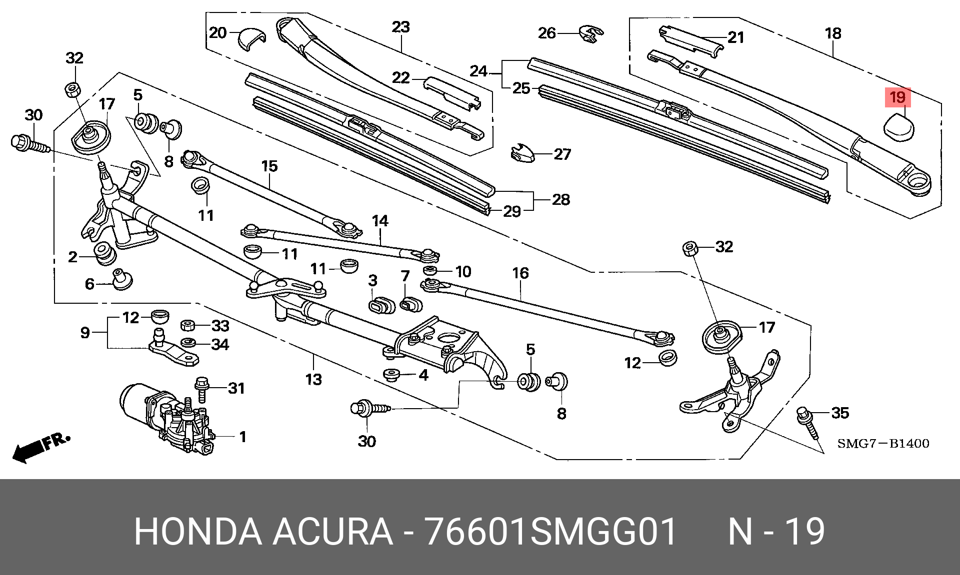 Колодки тормозные дисковые - Honda 76601-SMG-G01