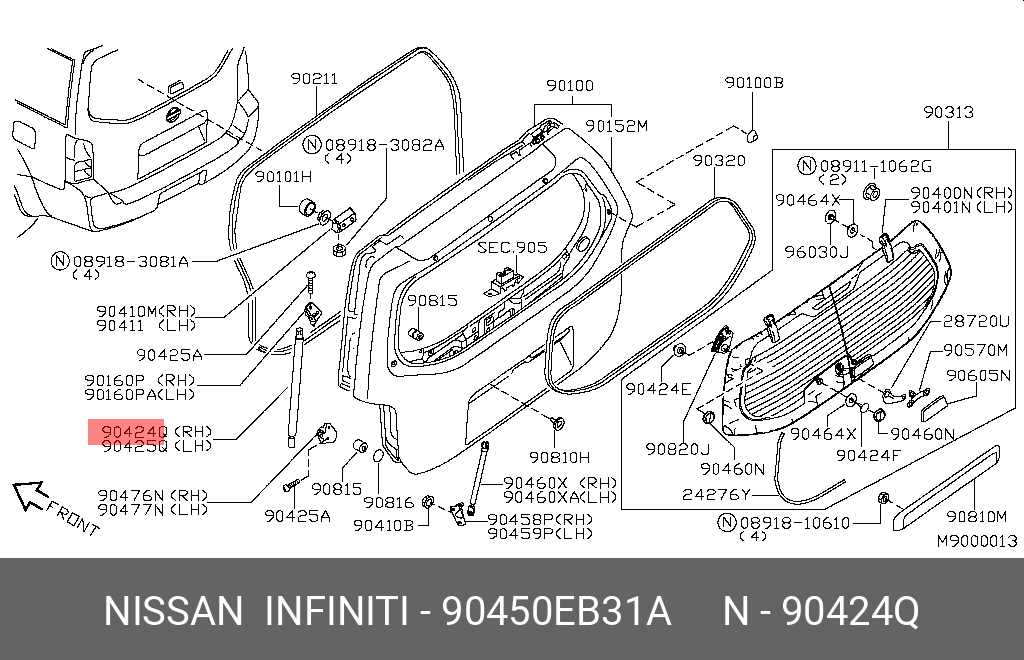 Амортизатор крышки багажника  - Nissan 90450-EB31A