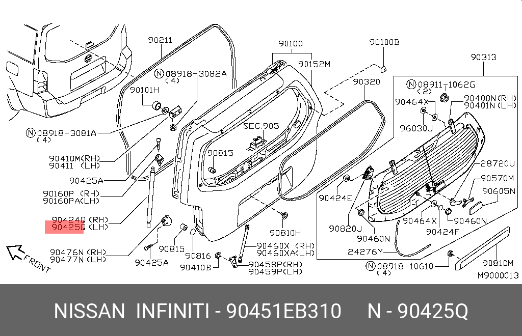 Амортизатор крышки багажника - Nissan 90451-EB310