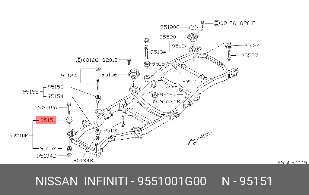 сайлентблок 95510-01g00 Nissan - Nissan 95510-01G00