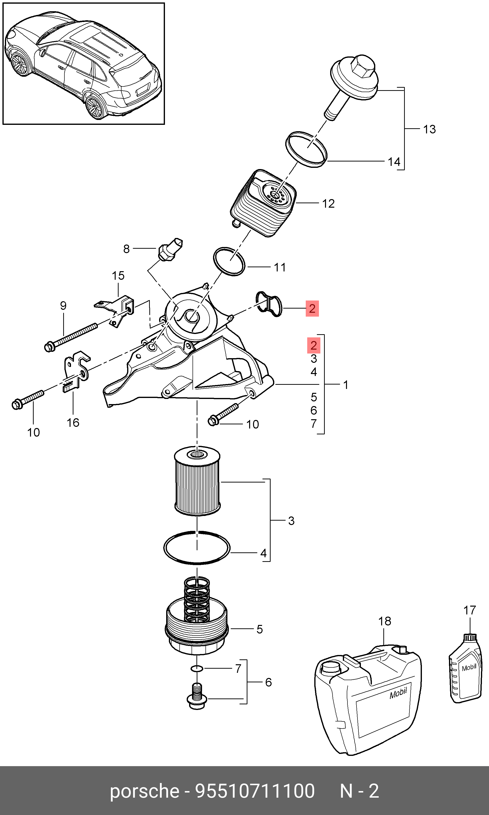 Dichtung - Porsche 95510711100