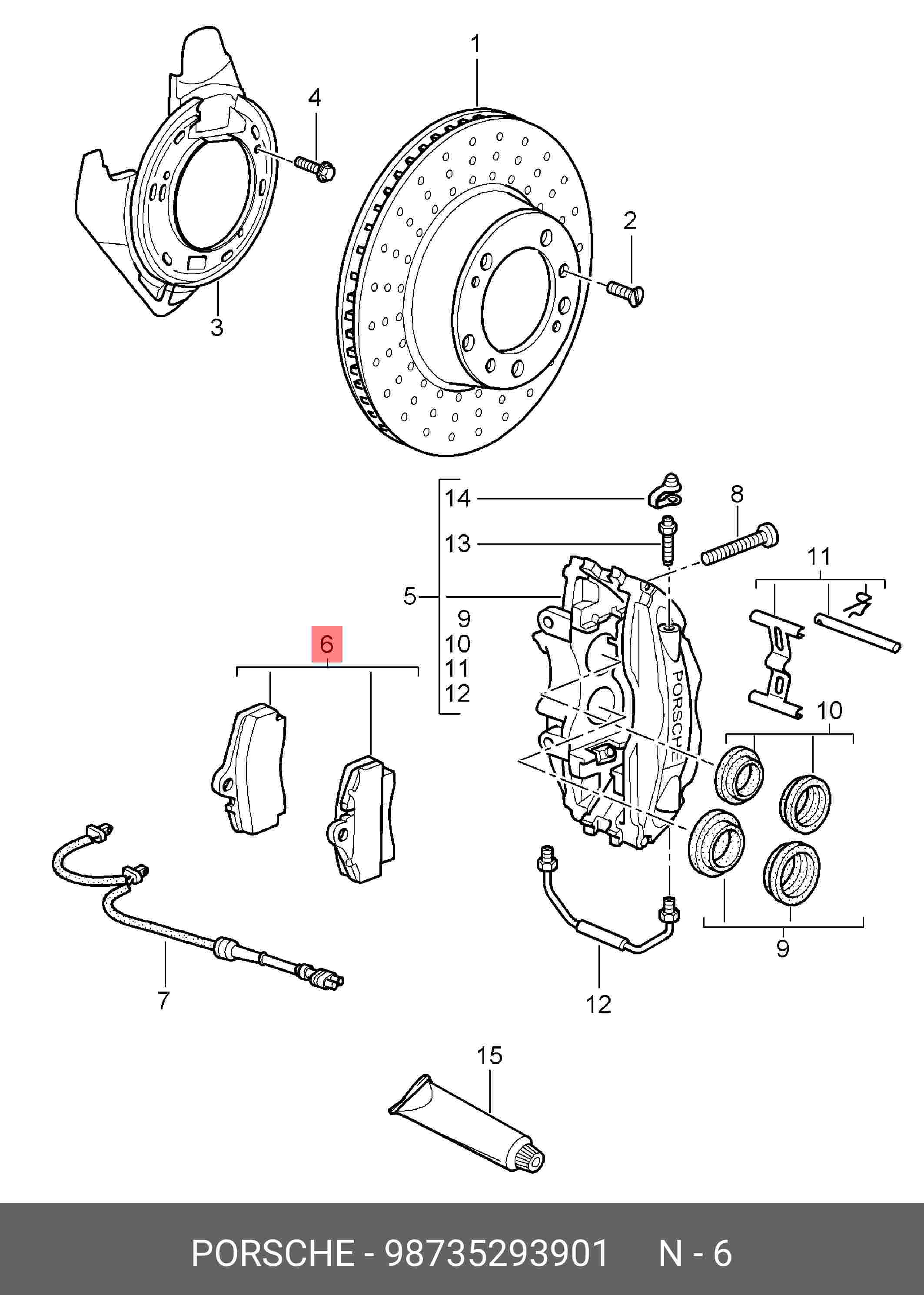 Bremsbelag-Reparatursatz | зад | Porsche 98735293901
