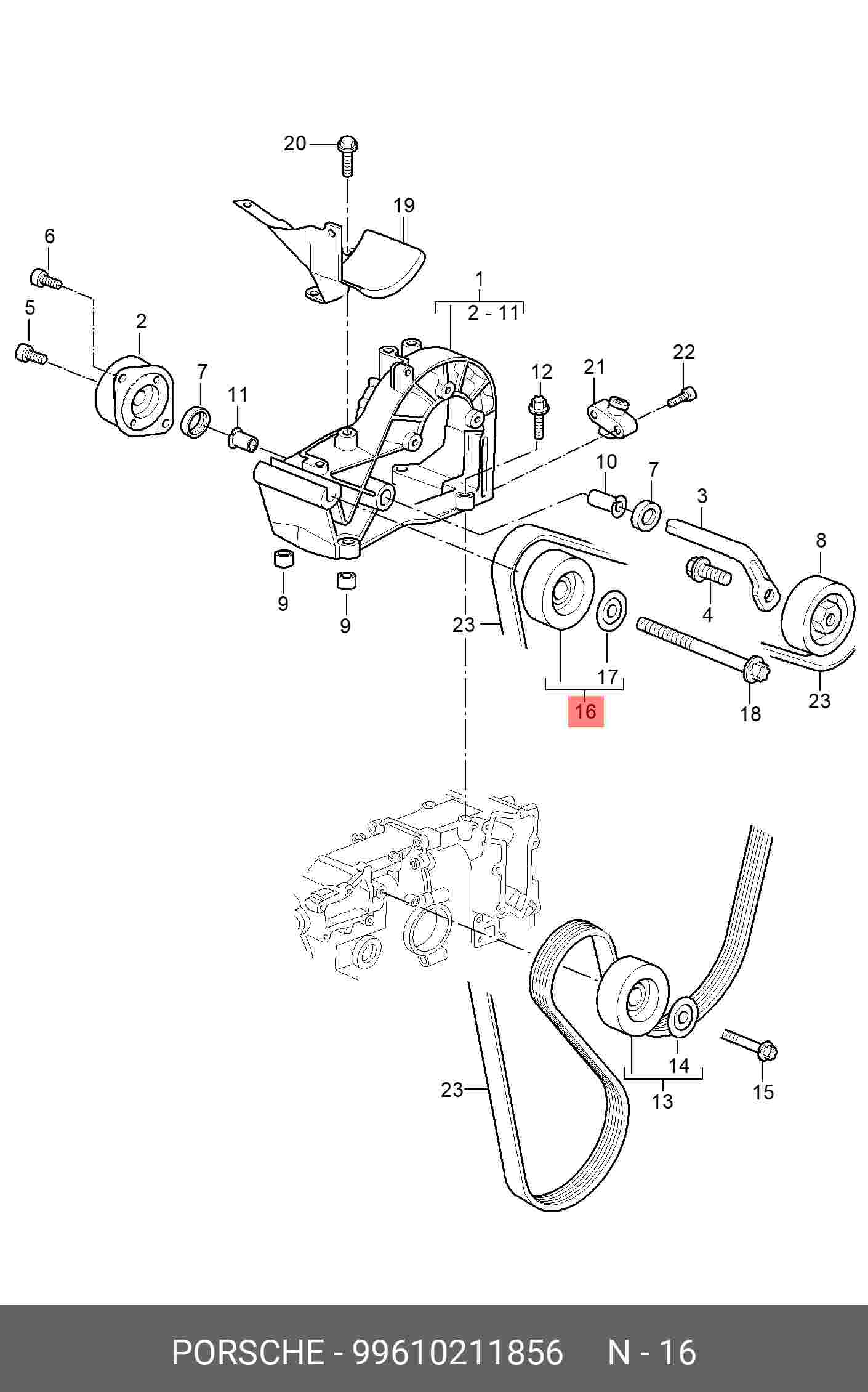 Umlenkrolle - Porsche 99610211856
