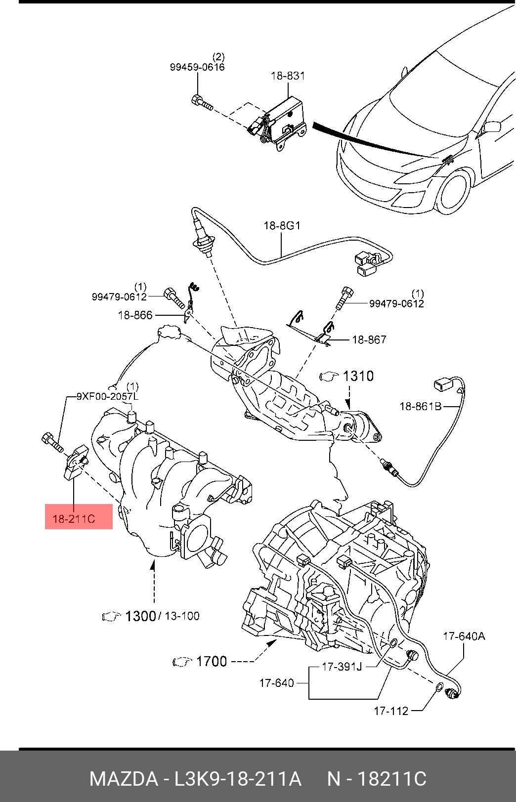 Датчик давления наддува - Mazda L3K9-18-211A