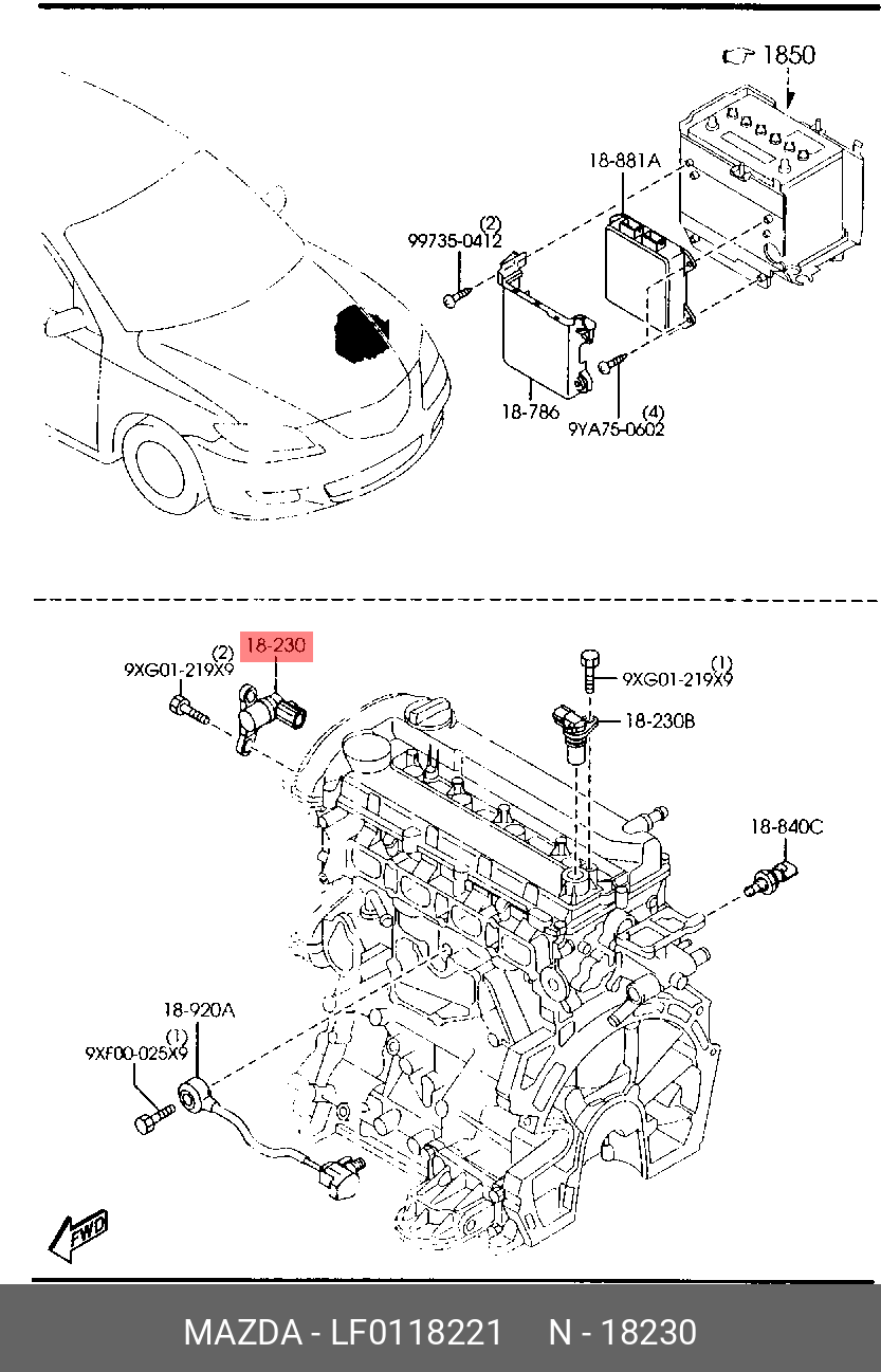 Датчик положения коленчатого вала - Mazda LF01-18-221