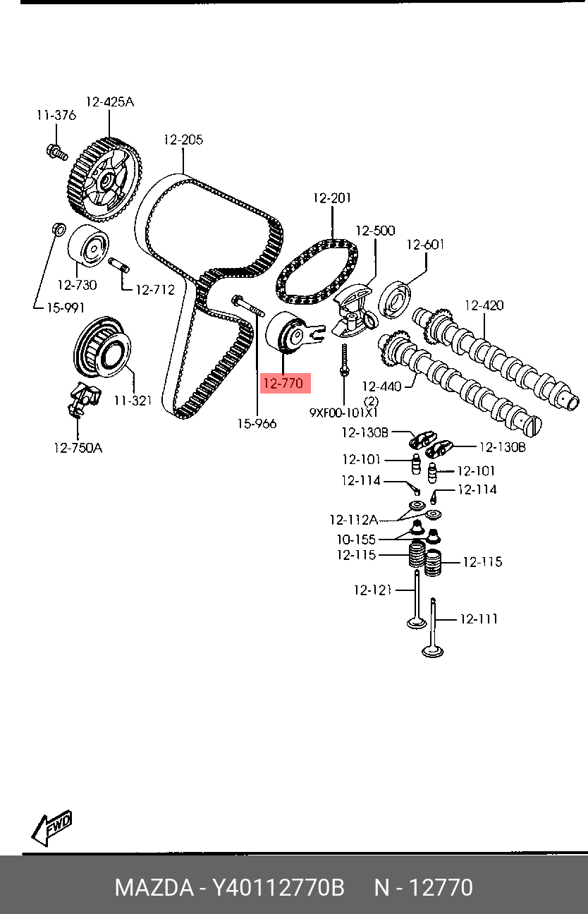 Ролик натяжной ГРМ - Mazda Y401-12-770B