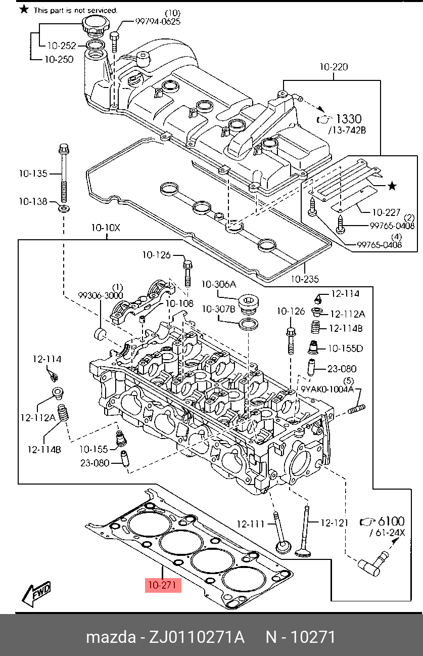 Прокладка головки блока цилиндров - Mazda ZJ01-10-271A