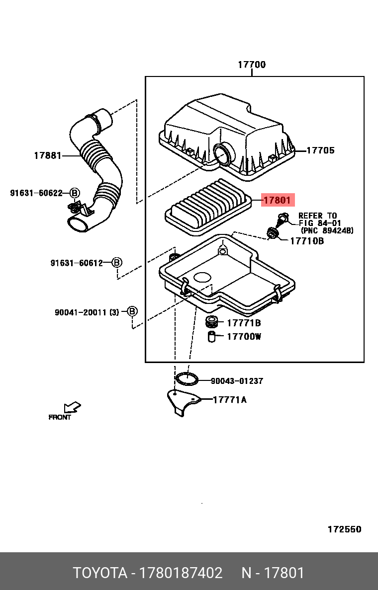 Фильтр воздушный - Toyota 17801-87402