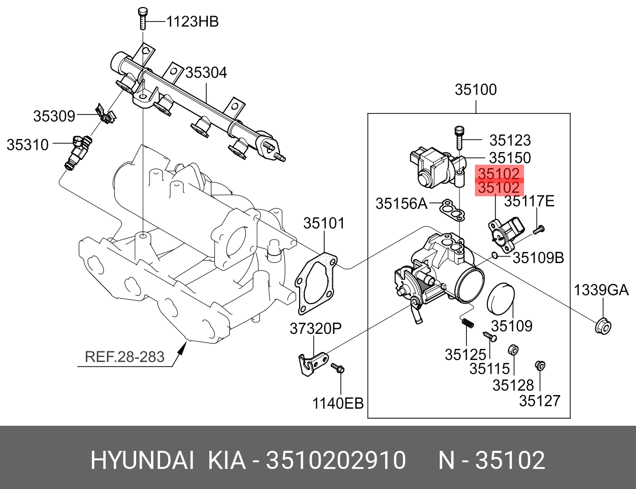 Датчик положения дроссельной заслонки - Hyundai/Kia 3510202910