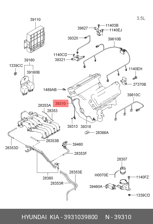 Датчик положения коленчатого вала - Hyundai/Kia 3931039800