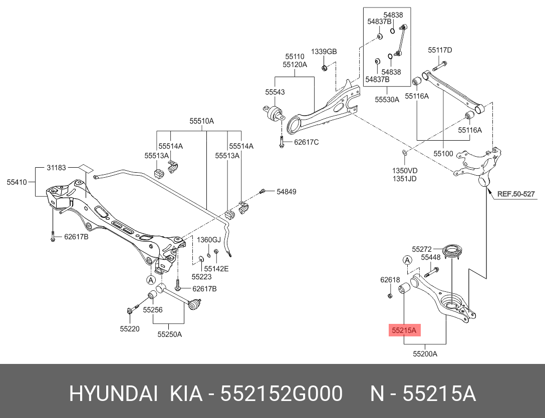 Сайлентблок рычага подвески | зад | - Hyundai/Kia 55215-2G000
