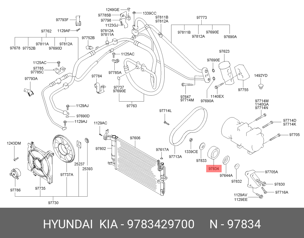 Ролик натяжной приводного ремня - Hyundai/Kia 9783429700