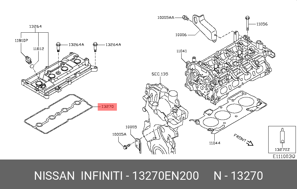 Прокладка крышки клапанов - Nissan 13270-EN200