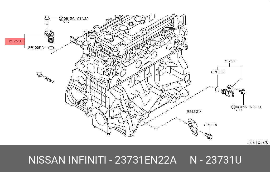 Датчик положения распредвала - Nissan 23731-EN22A
