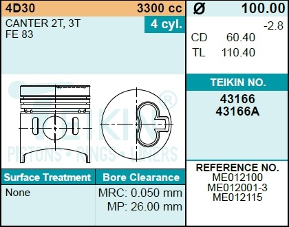 Поршень-комплект - Teikin 43166.050