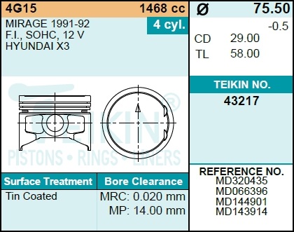Поршень-комплект - Teikin 43217.050