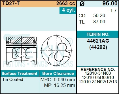 Поршень-комплект - Teikin 44621AG.050