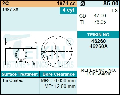 Поршень-комплект - Teikin 46260.050