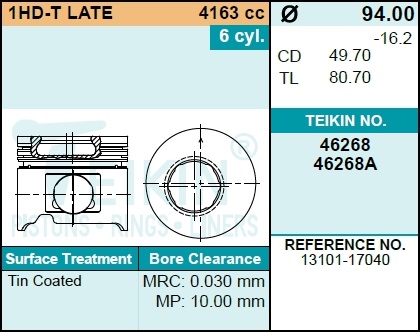 Поршень-комплект - Teikin 46268.050