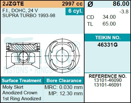 Поршень-комплект - Teikin 46331G.050