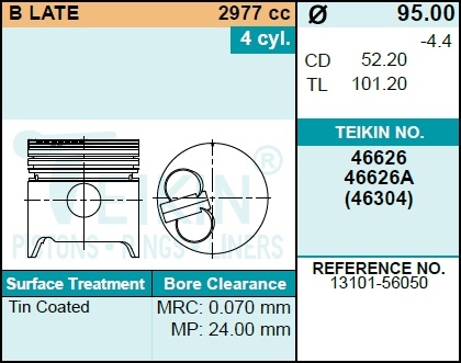 Поршень-комплект - Teikin 46626A.050