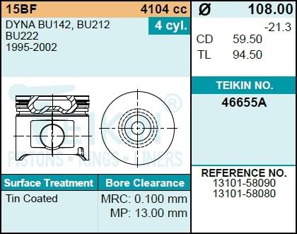 Поршень-комплект - Teikin 46655A.050