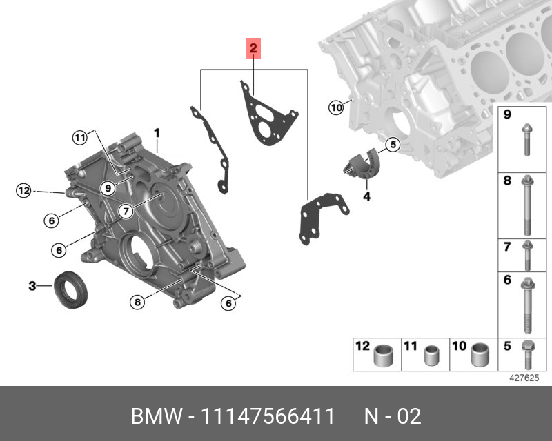 Прокладка передней крышки двигателя - BMW 11 14 7 566 411