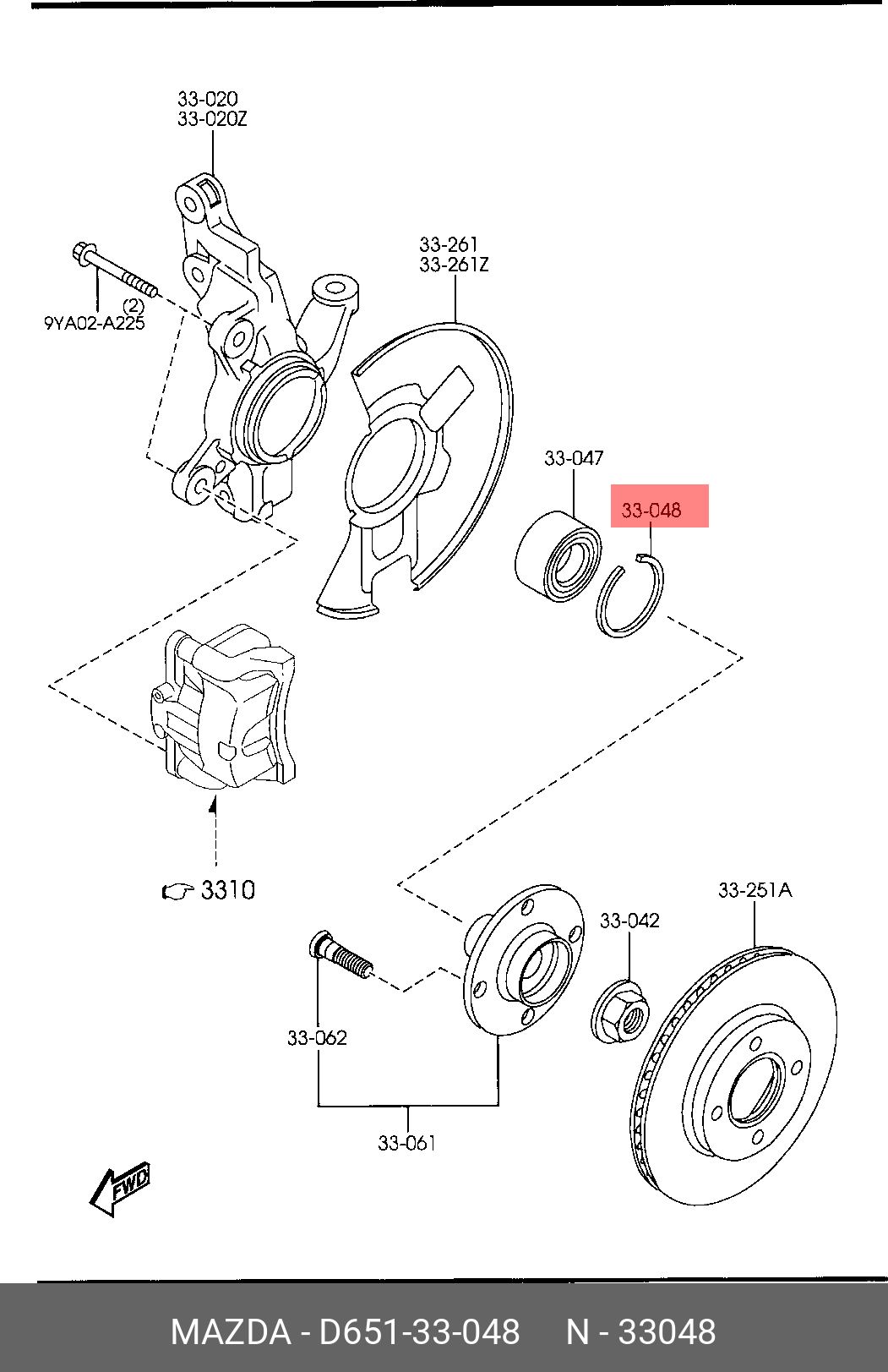 Комплект подшипника ступицы колеса | перед | - Mazda D651-33-048