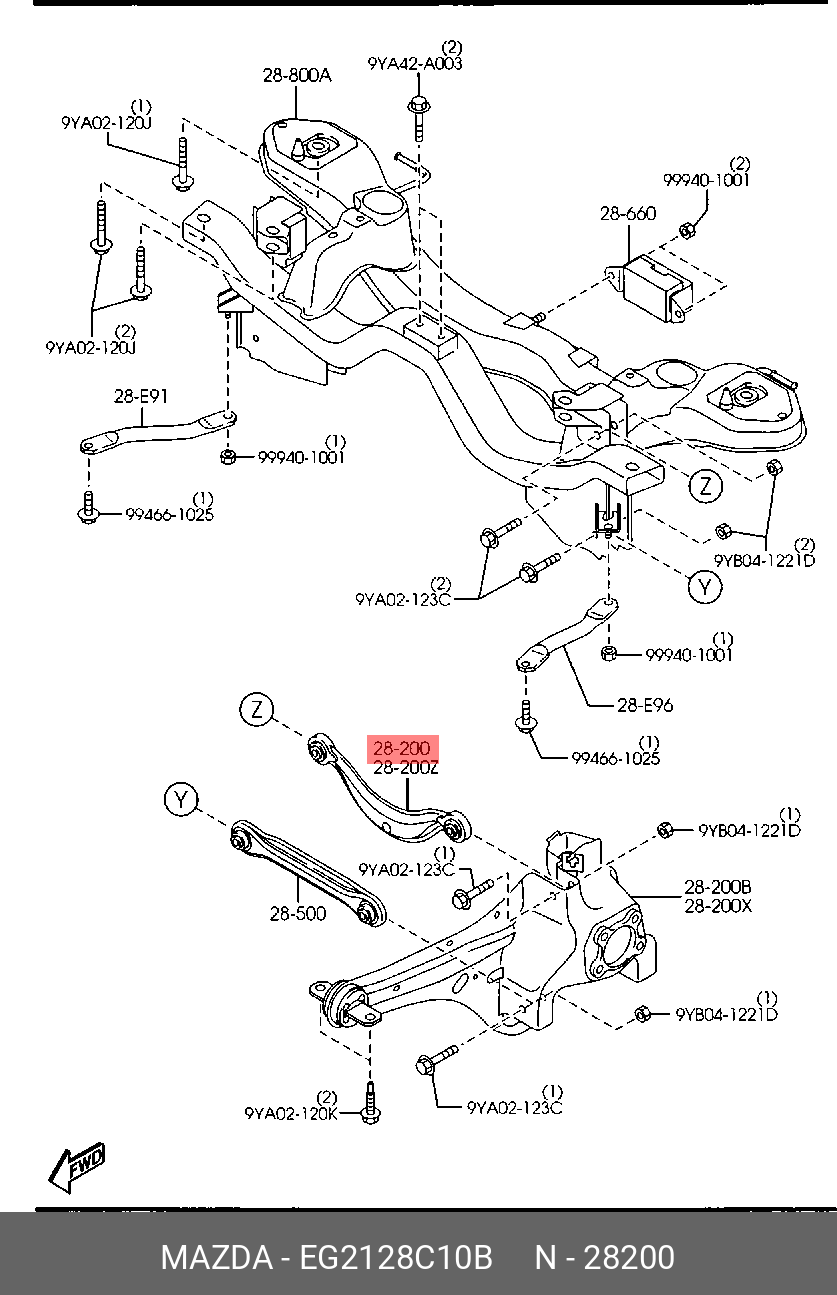 Рычаг подвески | зад прав | - Mazda EG21-28-C10B