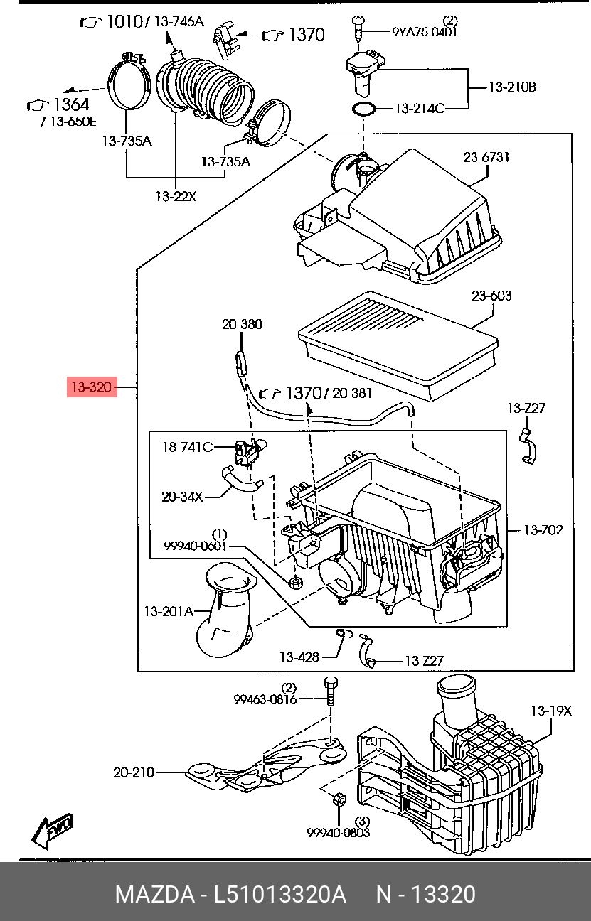 Cleaner,air - Mazda L510-13-320A