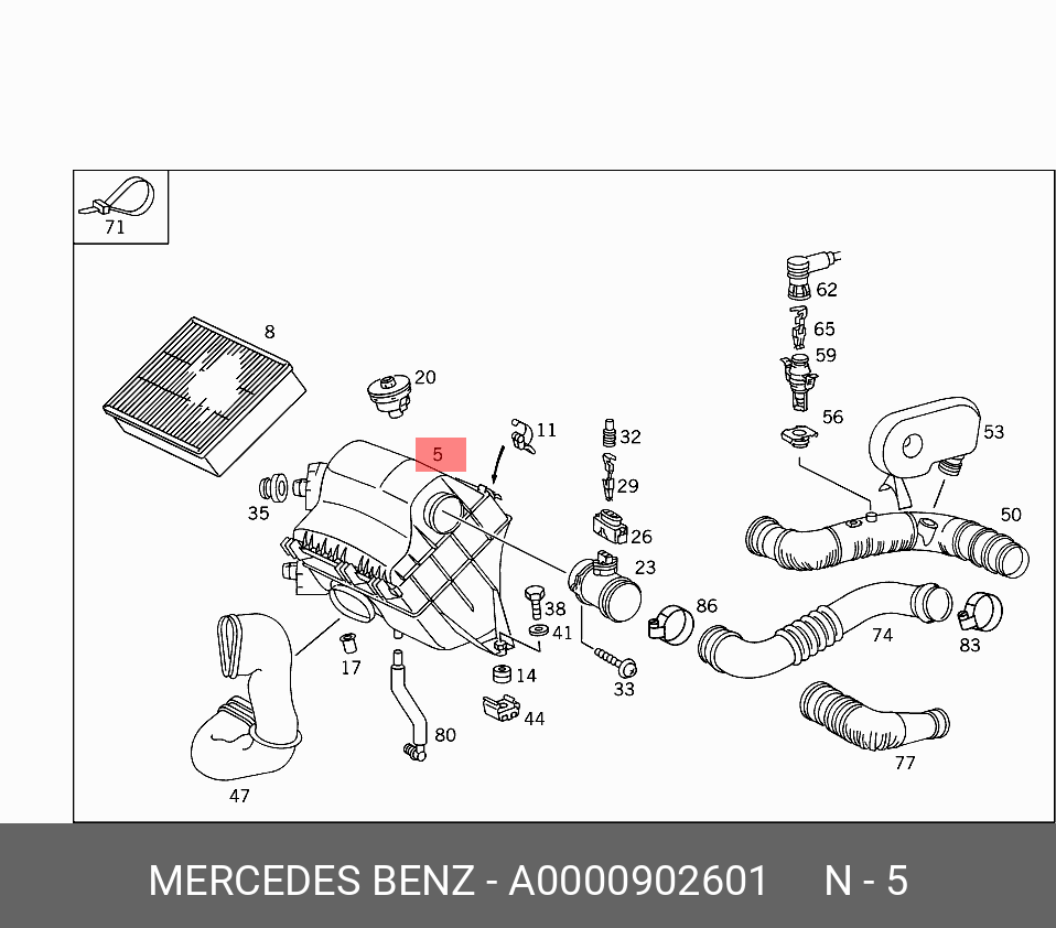 Фильтр воздушный - Mercedes A0000902601