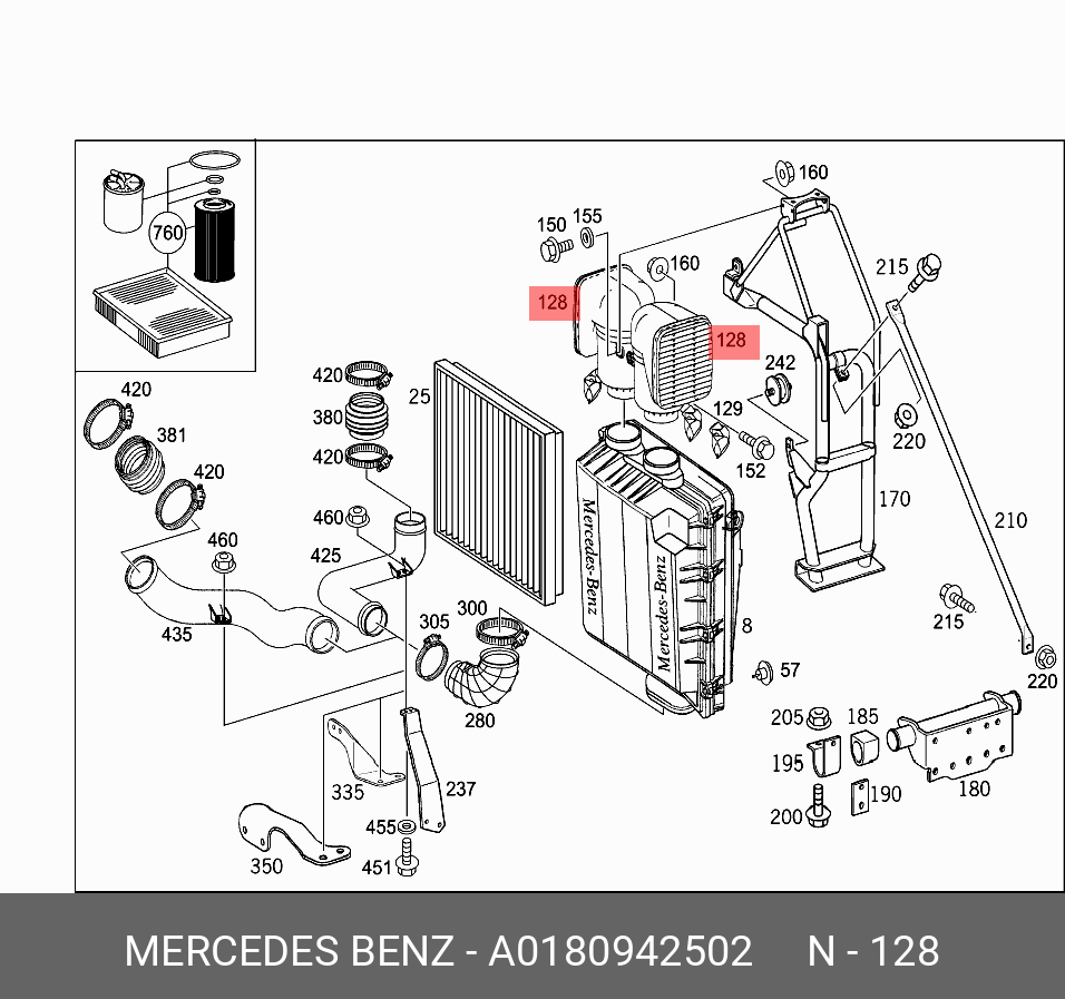 Фильтр воздушный - Mercedes A0180942502
