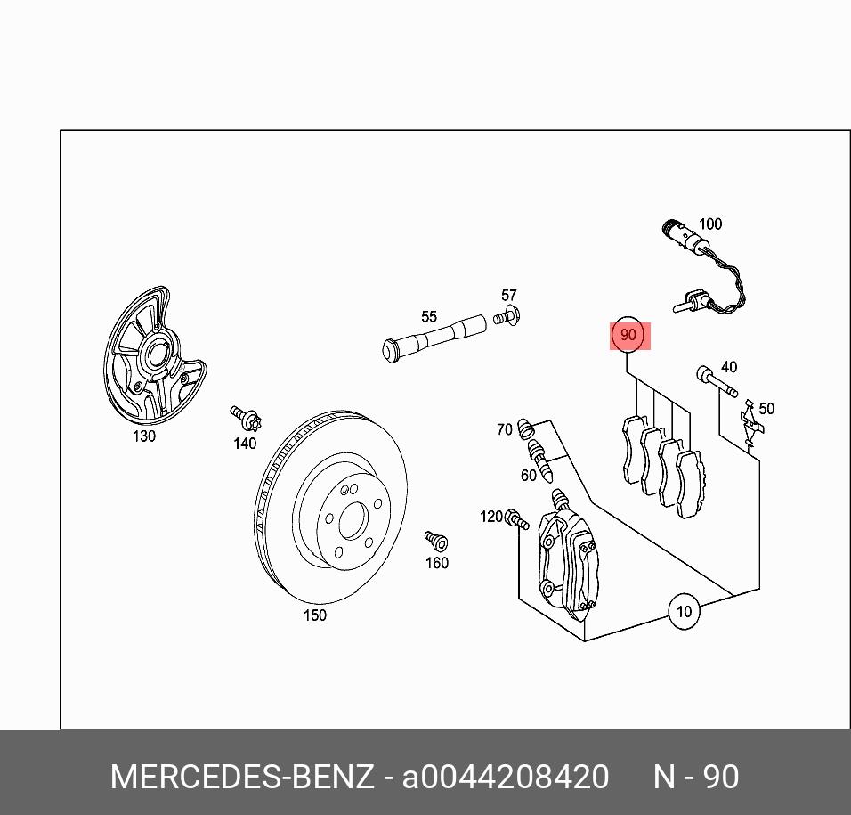 Колодки тормозные | перед | - Mercedes A0044208420
