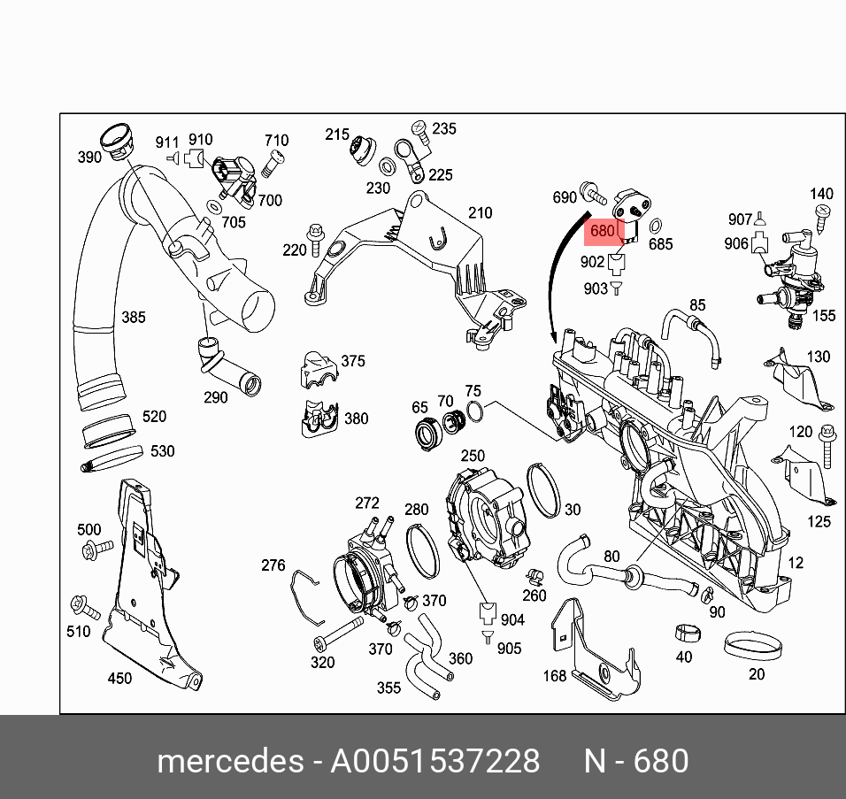 Датчик давления в впуск. - Mercedes A0051537228