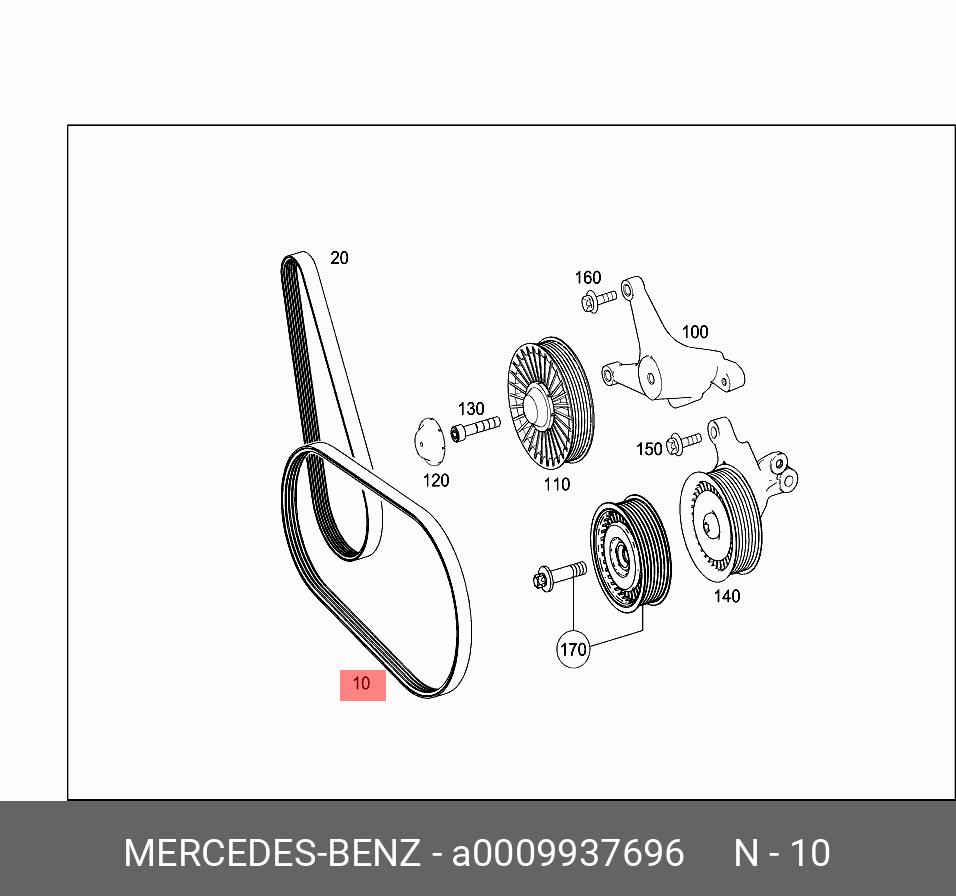 Ремень поликлиновый - Mercedes A0009937696