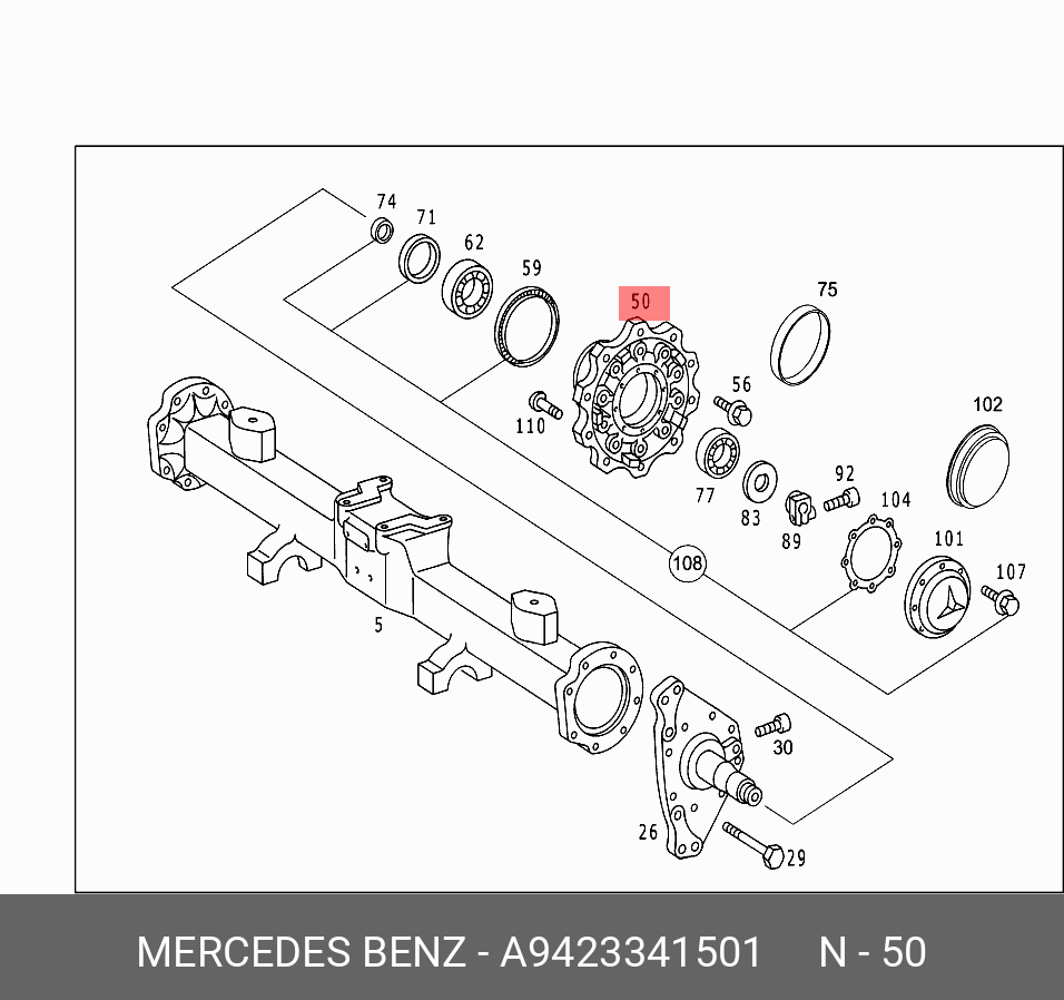 Ступица колеса - Mercedes A9423341501