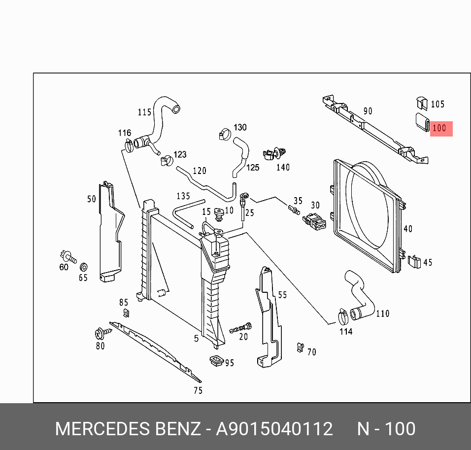 Сайленблок радиатора верхний MB mercedes-benz a901 504 01 12 - Mercedes A9015040112