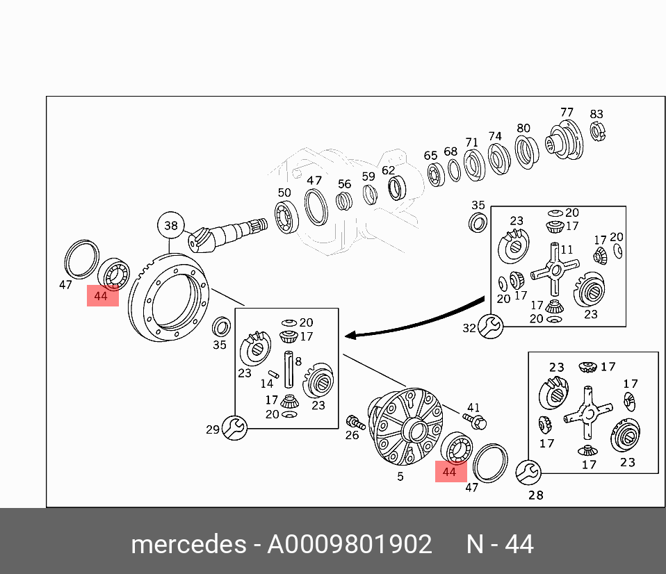 Подшипник ступицы колеса - Mercedes A0009801902